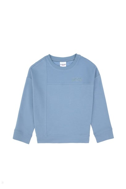 Kız Çocuk Açık Mavi Bisiklet Yaka Sweatshirt
