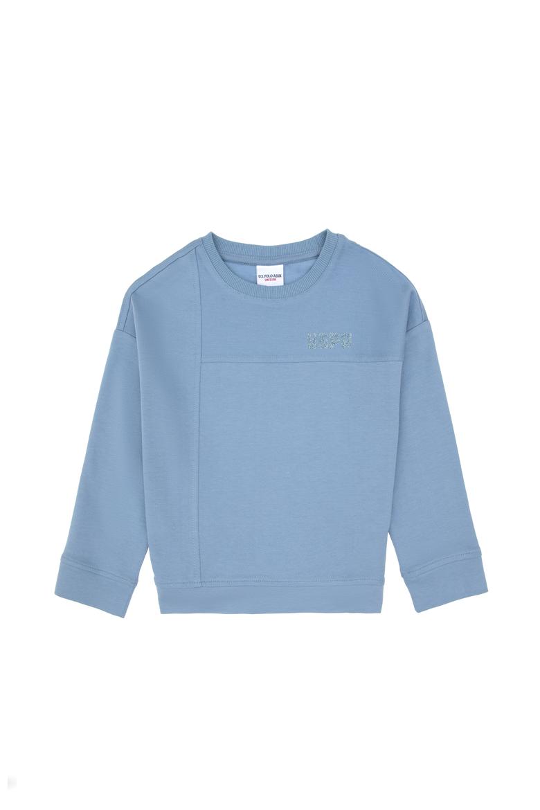 Kız Çocuk Açık Mavi Bisiklet Yaka Sweatshirt - 50296380051