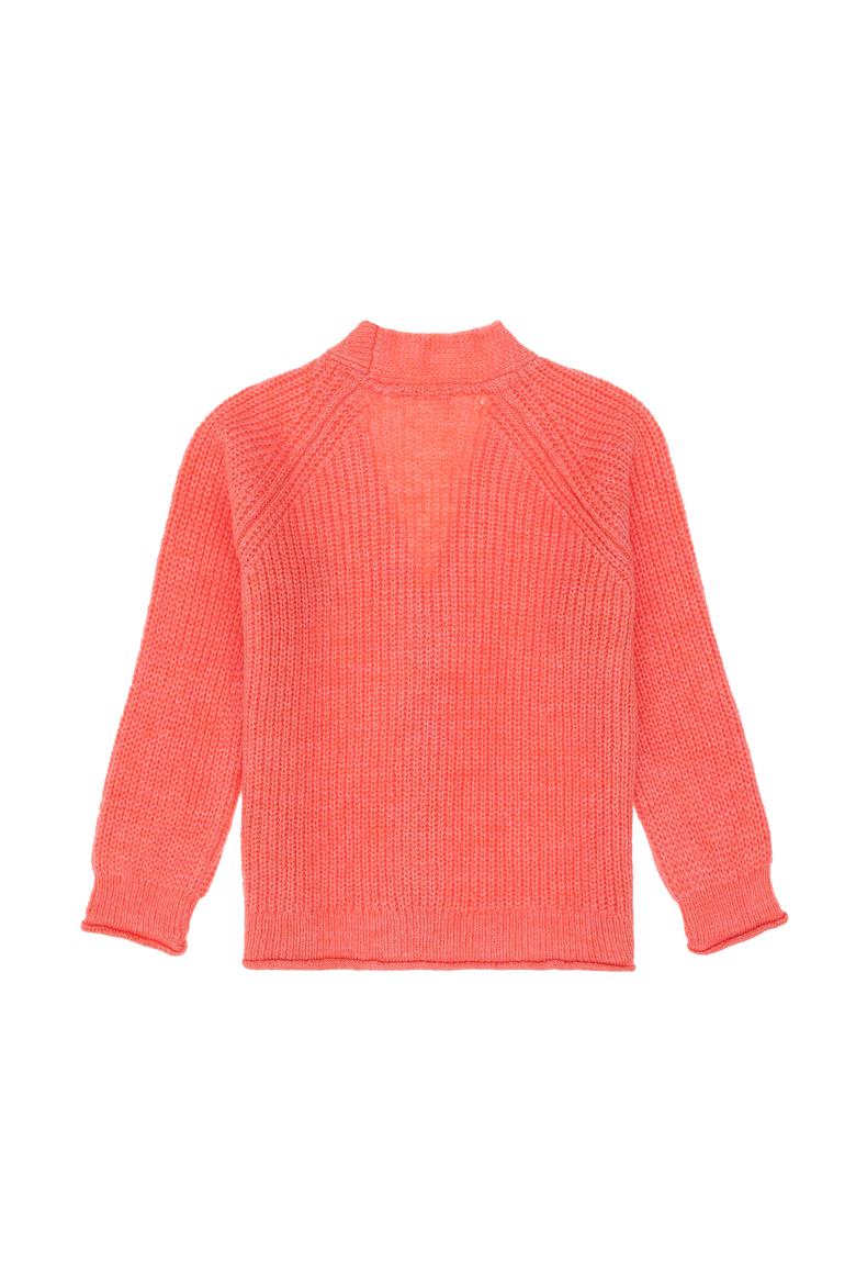 Kız Çocuk Nar Çiçeği V Yaka Triko Hırka - 50297178011