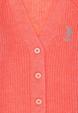 Kız Çocuk Nar Çiçeği V Yaka Triko Hırka - 50297178011