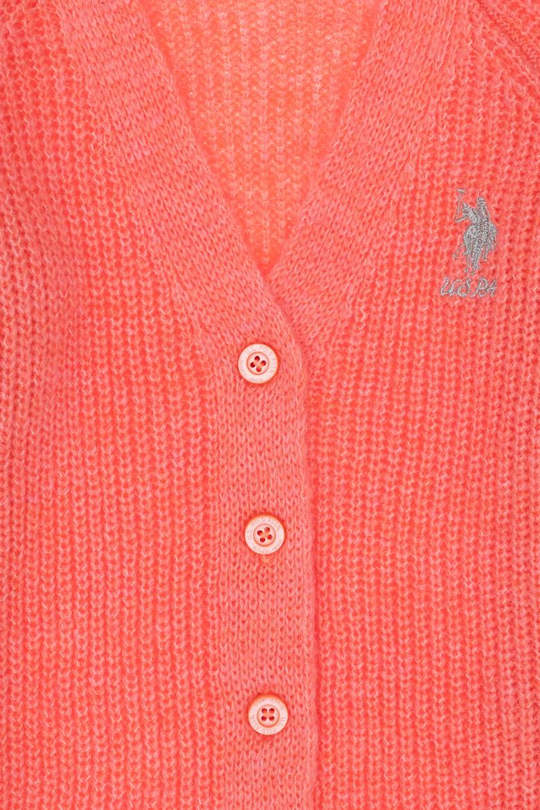 Kız Çocuk Nar Çiçeği V Yaka Triko Hırka - 50297178011