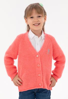 Kız Çocuk Nar Çiçeği V Yaka Triko Hırka - 50297178011