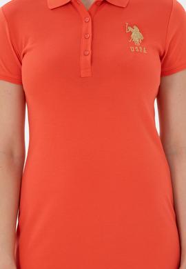 Kadın Nar Çiçeği Polo Yaka Mini Boy Örme Elbise - 50280069082