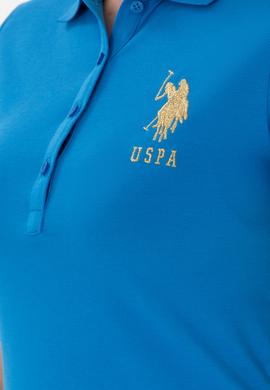 Kadın Saks Polo Yaka Mini Boy Örme Elbise - 50280069056