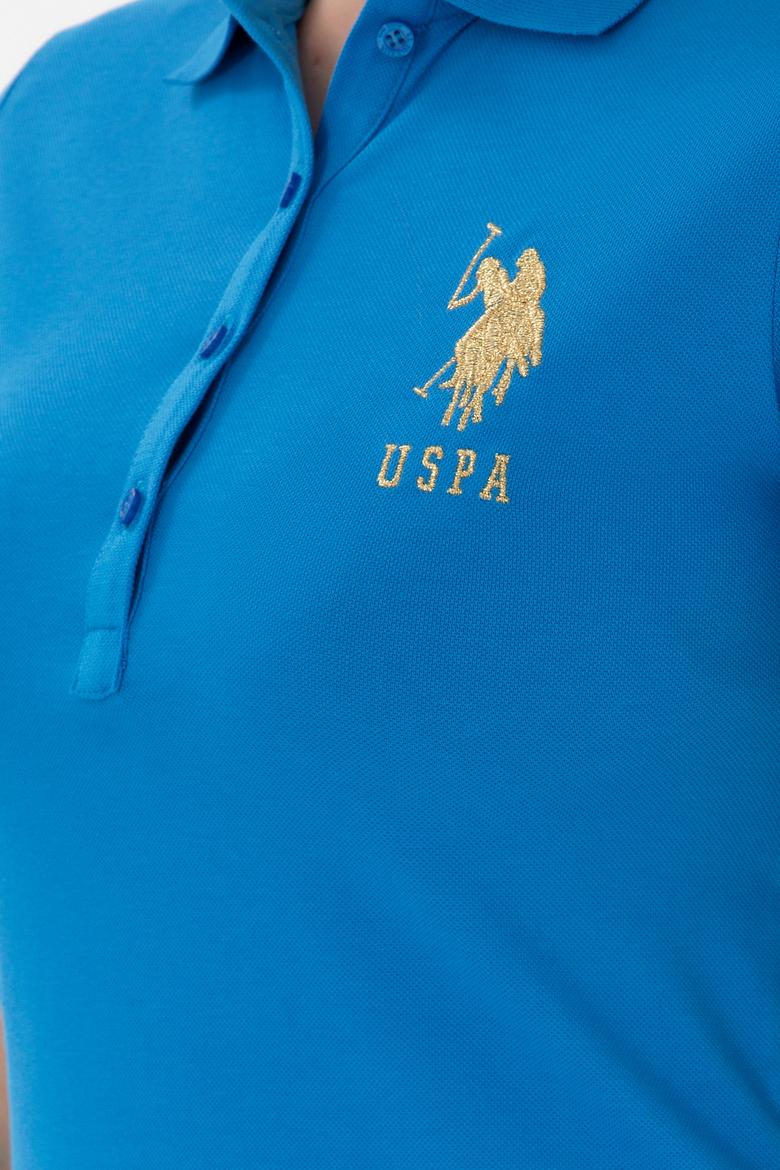 Kadın Saks Polo Yaka Mini Boy Örme Elbise - 50280069056