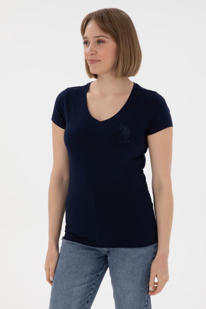 Kadın Lacivert V Yaka Basic Tişört