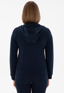 Kadın Lacivert Kapüşonlu Fermuarlı Sweatshirt - 50300886045