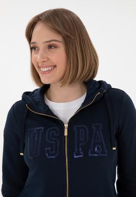 Kadın Lacivert Kapüşonlu Fermuarlı Sweatshirt - 50300886045