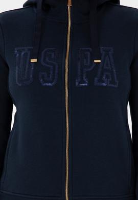 Kadın Lacivert Kapüşonlu Fermuarlı Sweatshirt - 50300886045