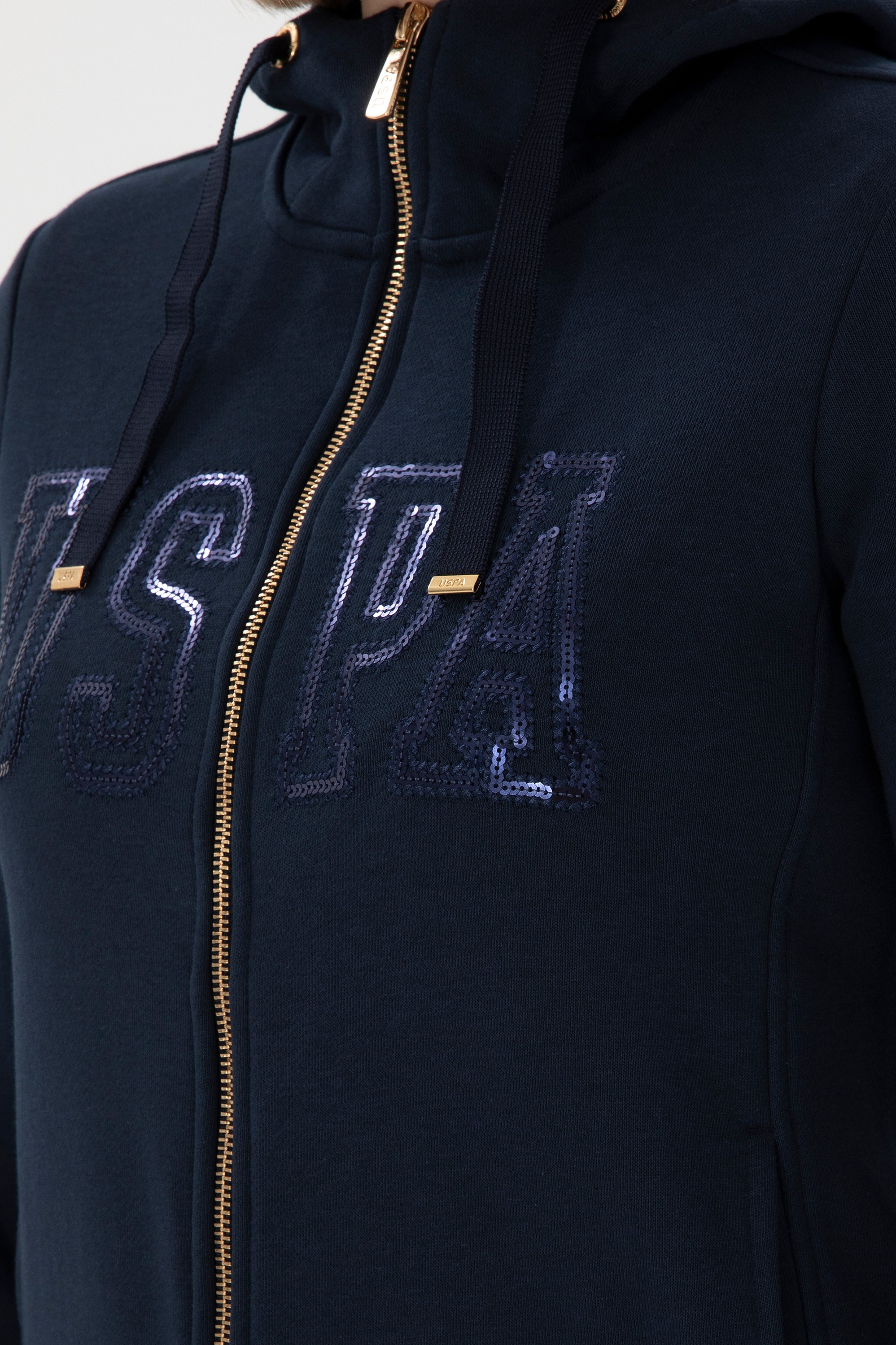 Kadın Lacivert Kapüşonlu Fermuarlı Sweatshirt - Image 7