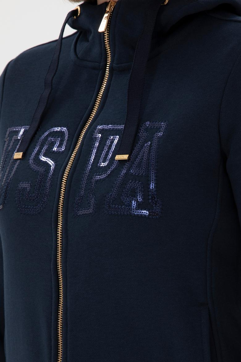 Kadın Lacivert Kapüşonlu Fermuarlı Sweatshirt - 50300886045