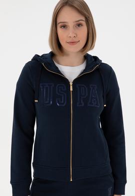 Kadın Lacivert Kapüşonlu Fermuarlı Sweatshirt - 50300886045