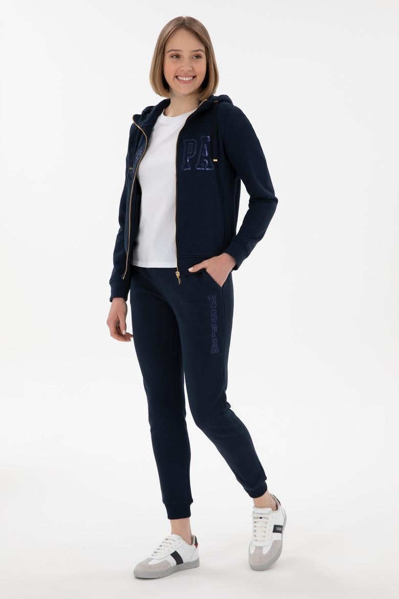 Kadın Lacivert Kapüşonlu Fermuarlı Sweatshirt - 50300886045