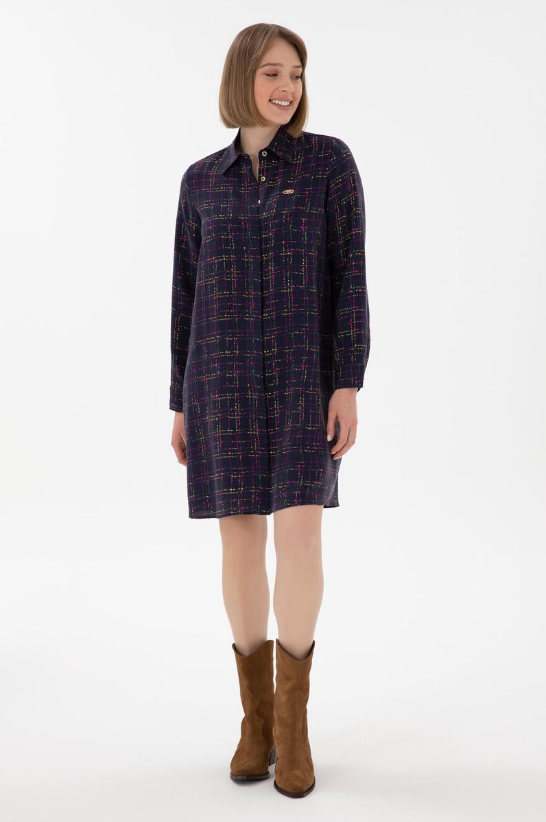 Kadın Lacivert Dokuma Elbise