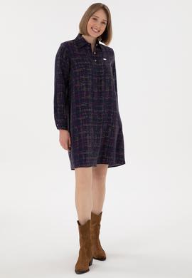 Kadın Lacivert Dokuma Elbise - 50289847004