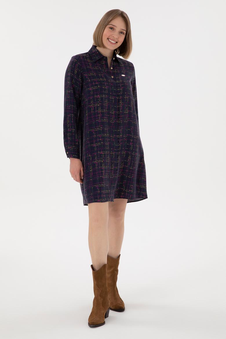 Kadın Lacivert Dokuma Elbise - 50289847004