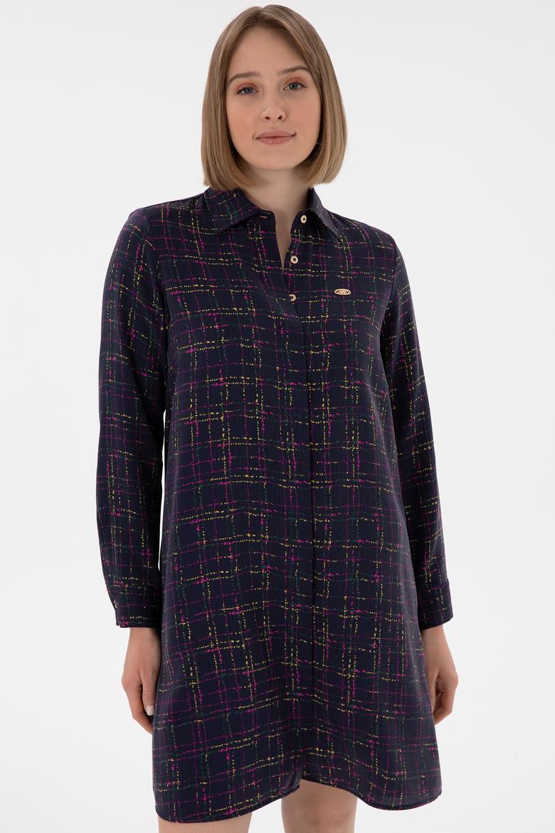 Kadın Lacivert Dokuma Elbise - 50289847004