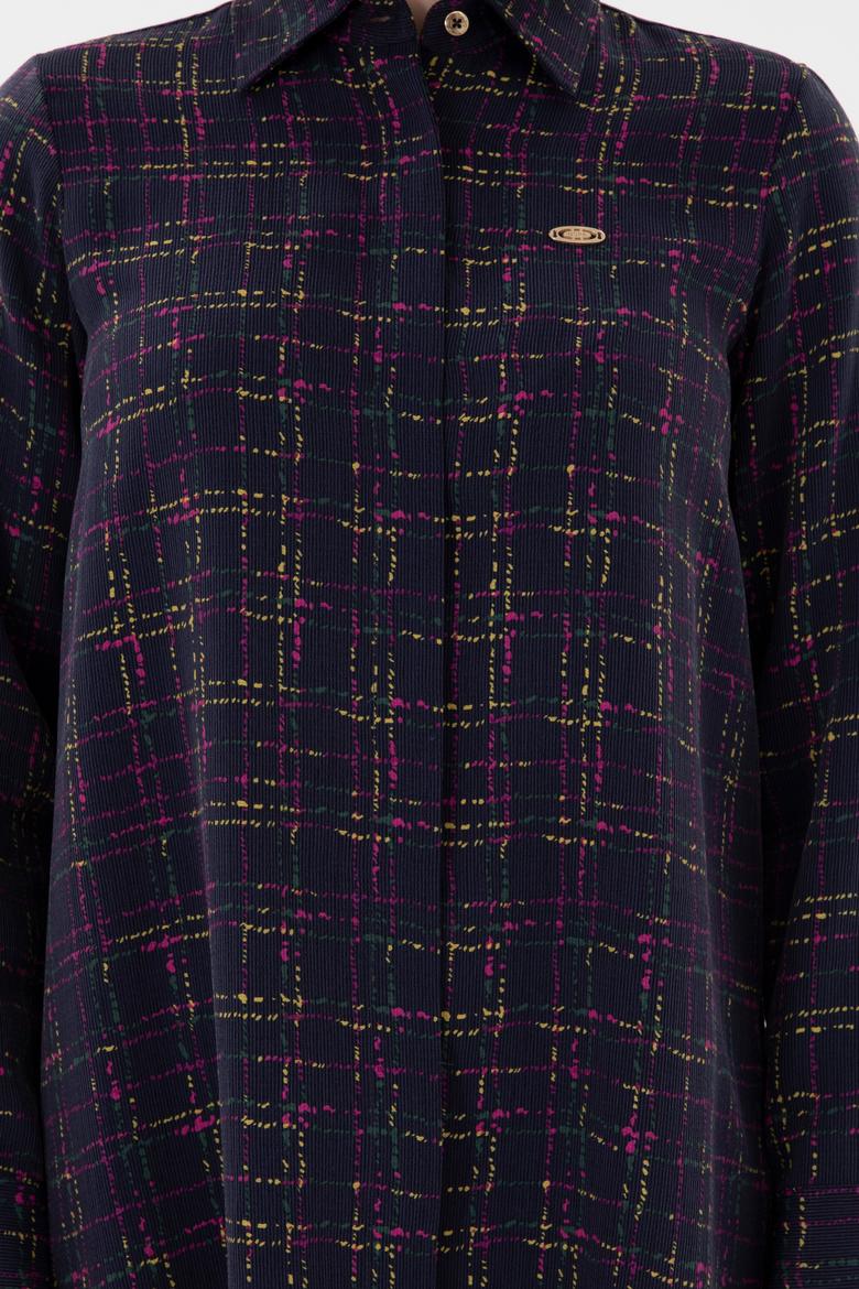 Kadın Lacivert Dokuma Elbise - 50289847004