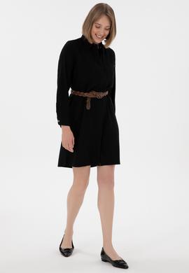 Kadın Siyah Mini Boy Dokuma Elbise - 50301228044