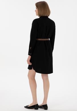 Kadın Siyah Mini Boy Dokuma Elbise - 50301228044