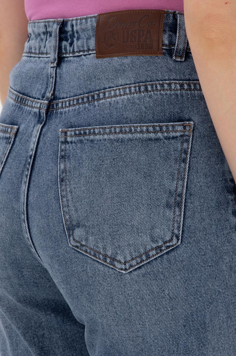 Kadın Mavi Mom High Waist Fit Jean Pantolon