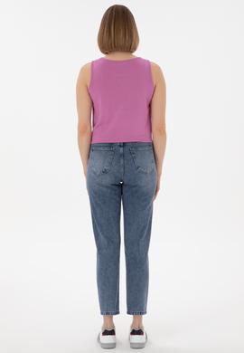 Kadın Mavi Mom High Waist Fit Jean Pantolon - 50300953014