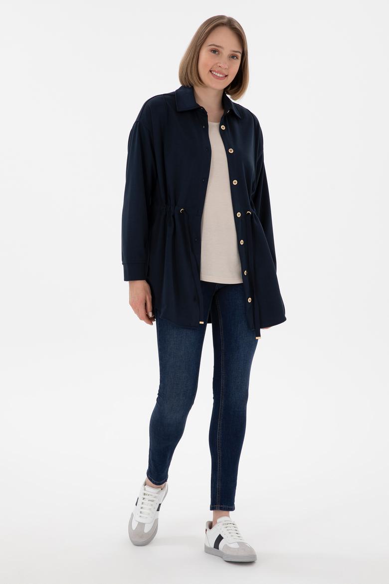 Kadın Lacivert Örme Gömlek - 50298197023