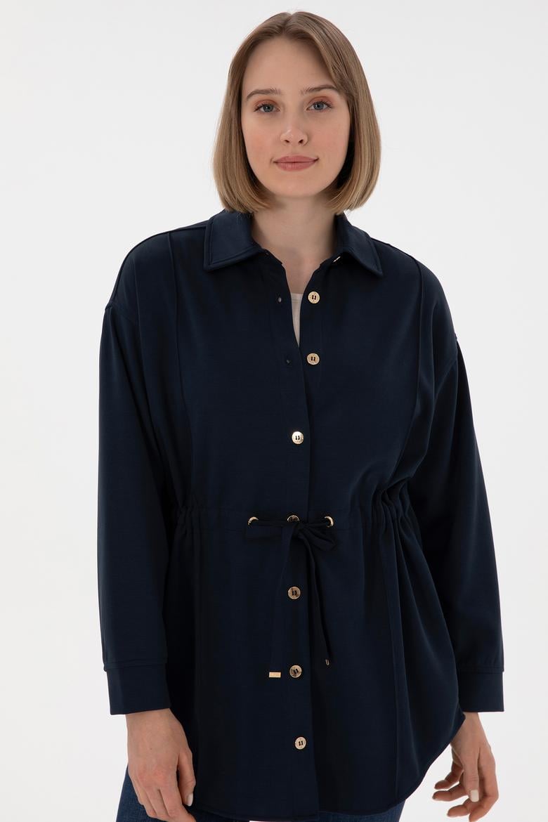 Kadın Lacivert Örme Gömlek - 50298197023