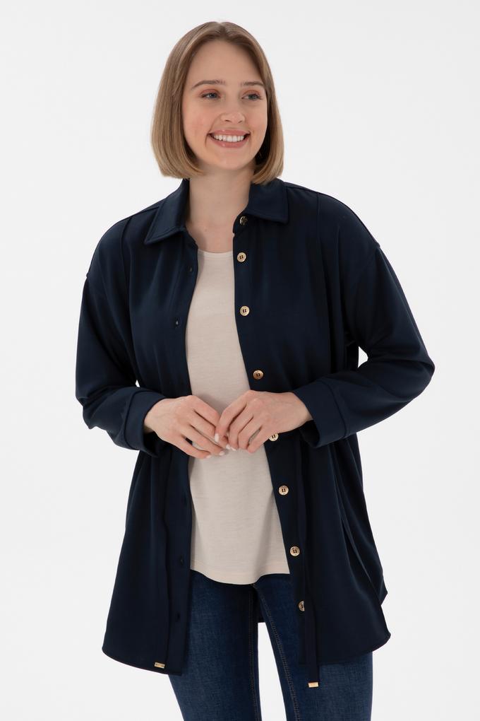 Kadın Lacivert Örme Gömlek