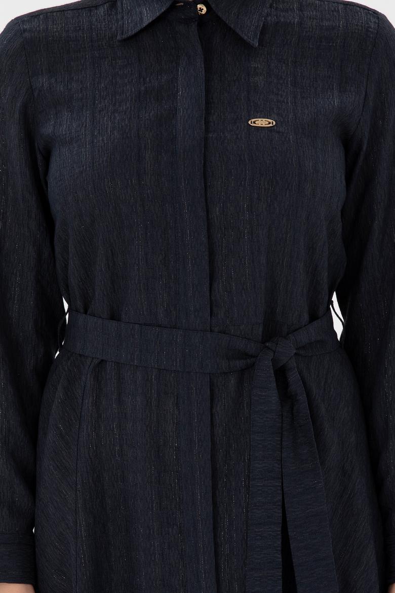 Kadın Lacivert Midi Boy Dokuma Elbise - 50289853012