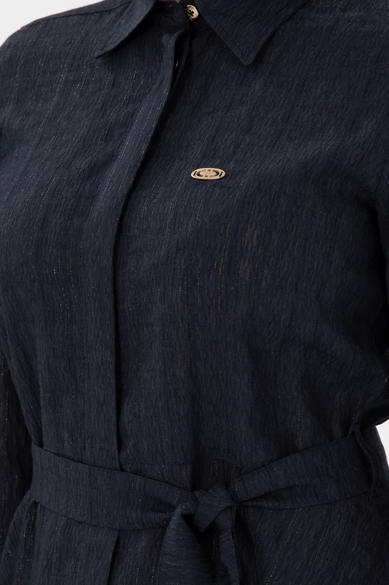 Kadın Lacivert Midi Boy Dokuma Elbise