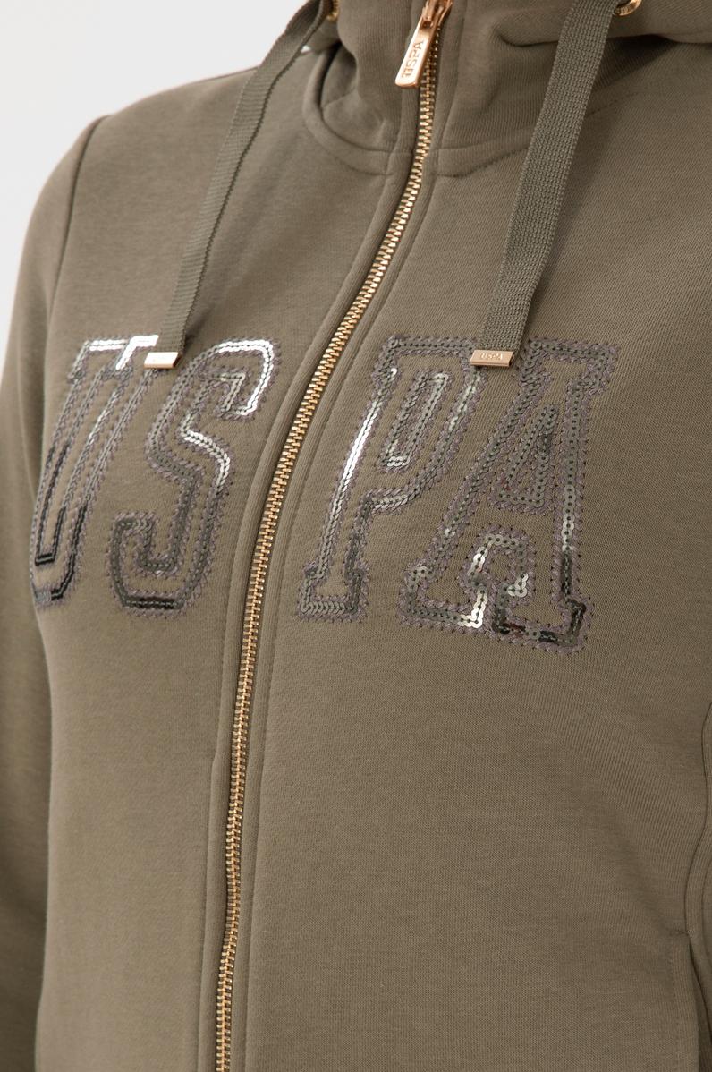 Kadın Vizon Kapüşonlu Fermuarlı Sweatshirt