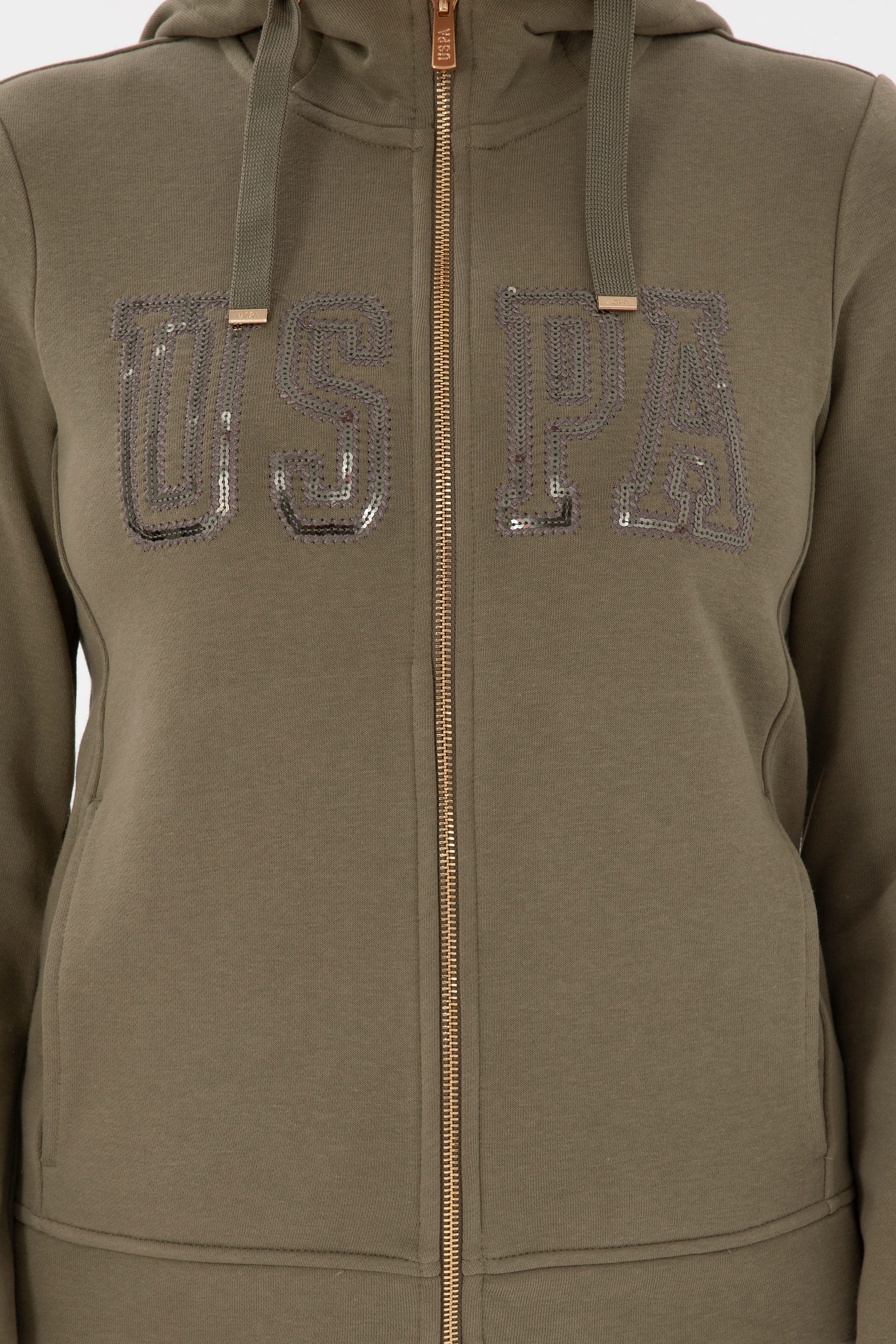 Kadın Vizon Kapüşonlu Fermuarlı Sweatshirt - Image 6