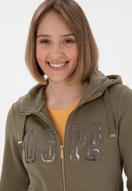 Kadın Vizon Kapüşonlu Fermuarlı Sweatshirt - 50300886001