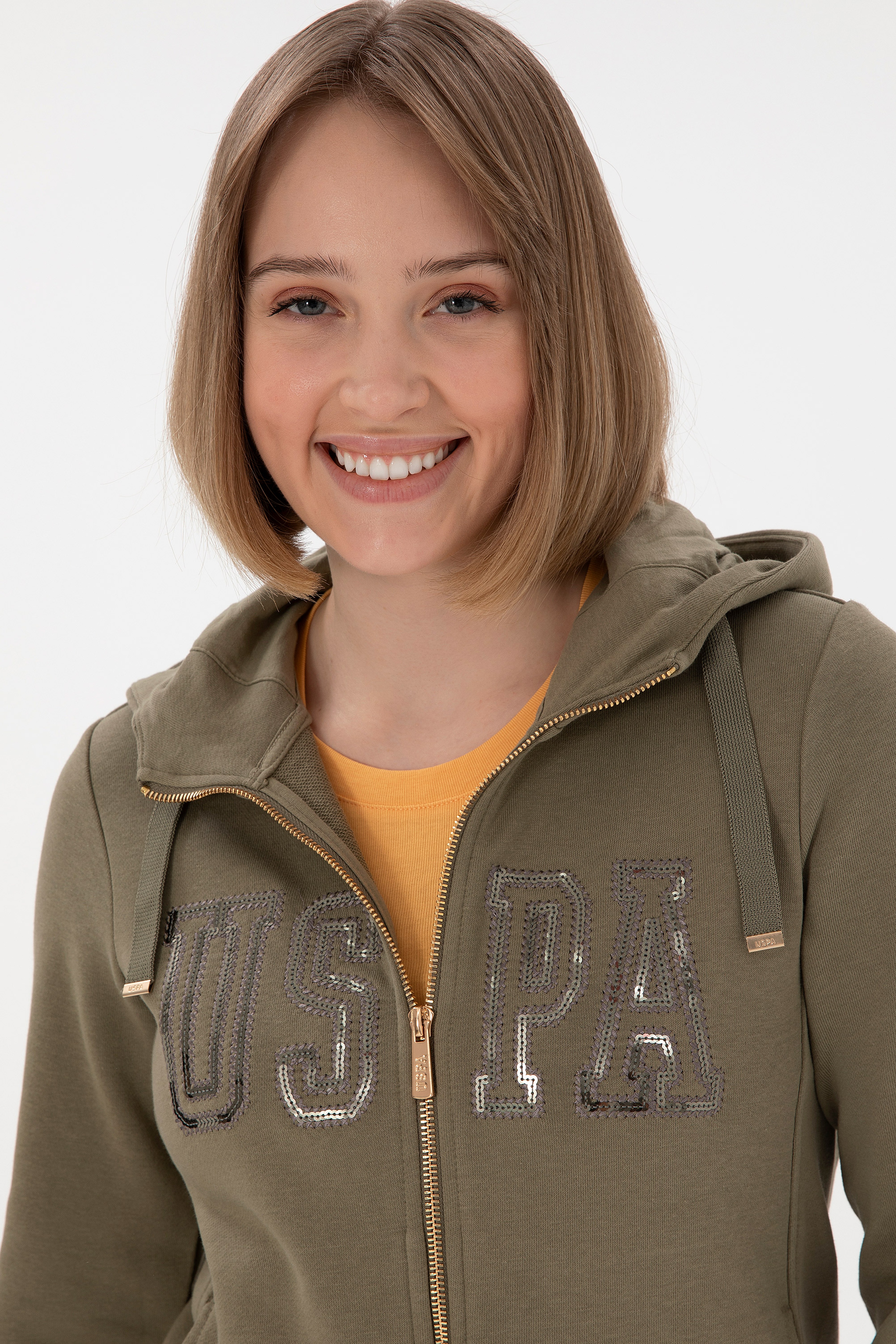 Kadın Vizon Kapüşonlu Fermuarlı Sweatshirt - Image 2