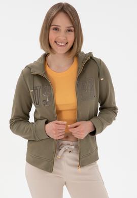 Kadın Vizon Kapüşonlu Fermuarlı Sweatshirt - 50300886001