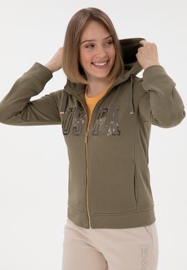 Kadın Vizon Kapüşonlu Fermuarlı Sweatshirt - 50300886001