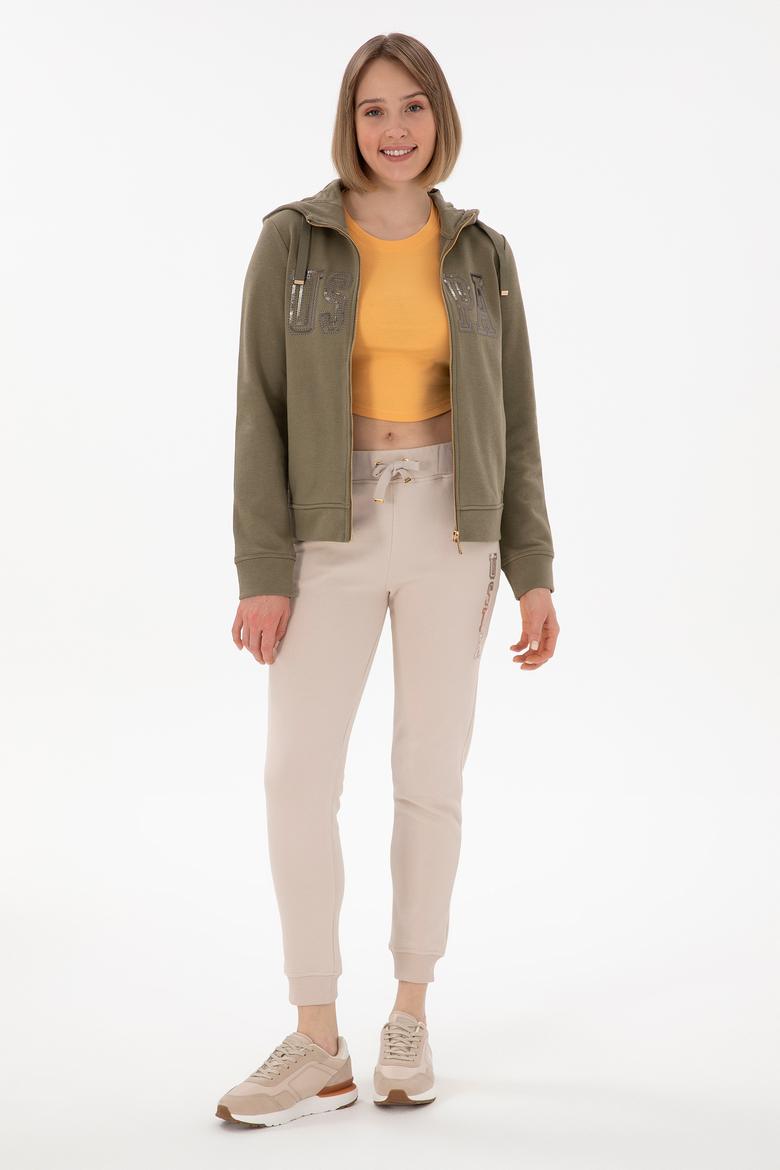 Kadın Vizon Kapüşonlu Fermuarlı Sweatshirt - 50300886001