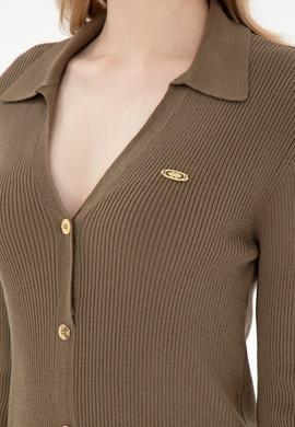 Kadın Açık Haki Midi Boy Triko Elbise - 50297100012