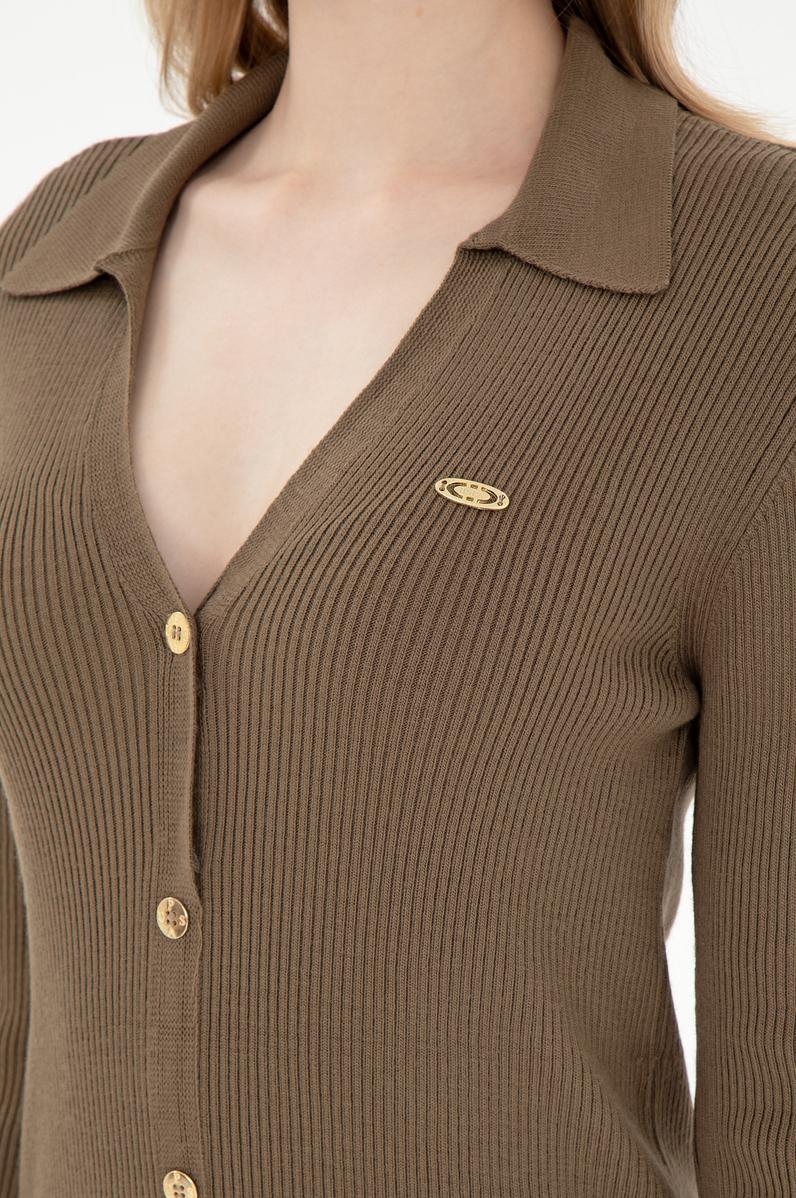 Kadın Açık Haki Midi Boy Triko Elbise