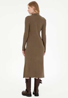 Kadın Açık Haki Midi Boy Triko Elbise - 50297100012