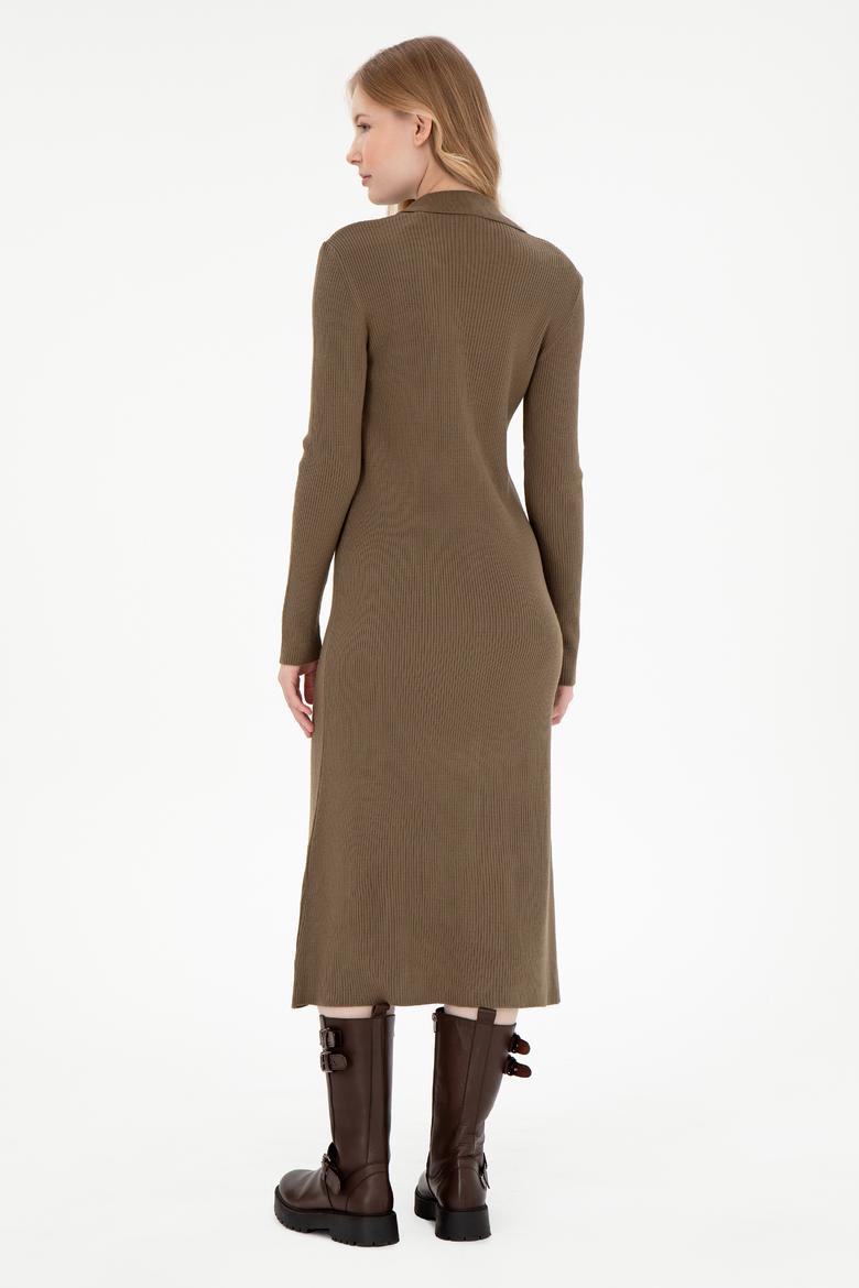 Kadın Açık Haki Midi Boy Triko Elbise - 50297100012