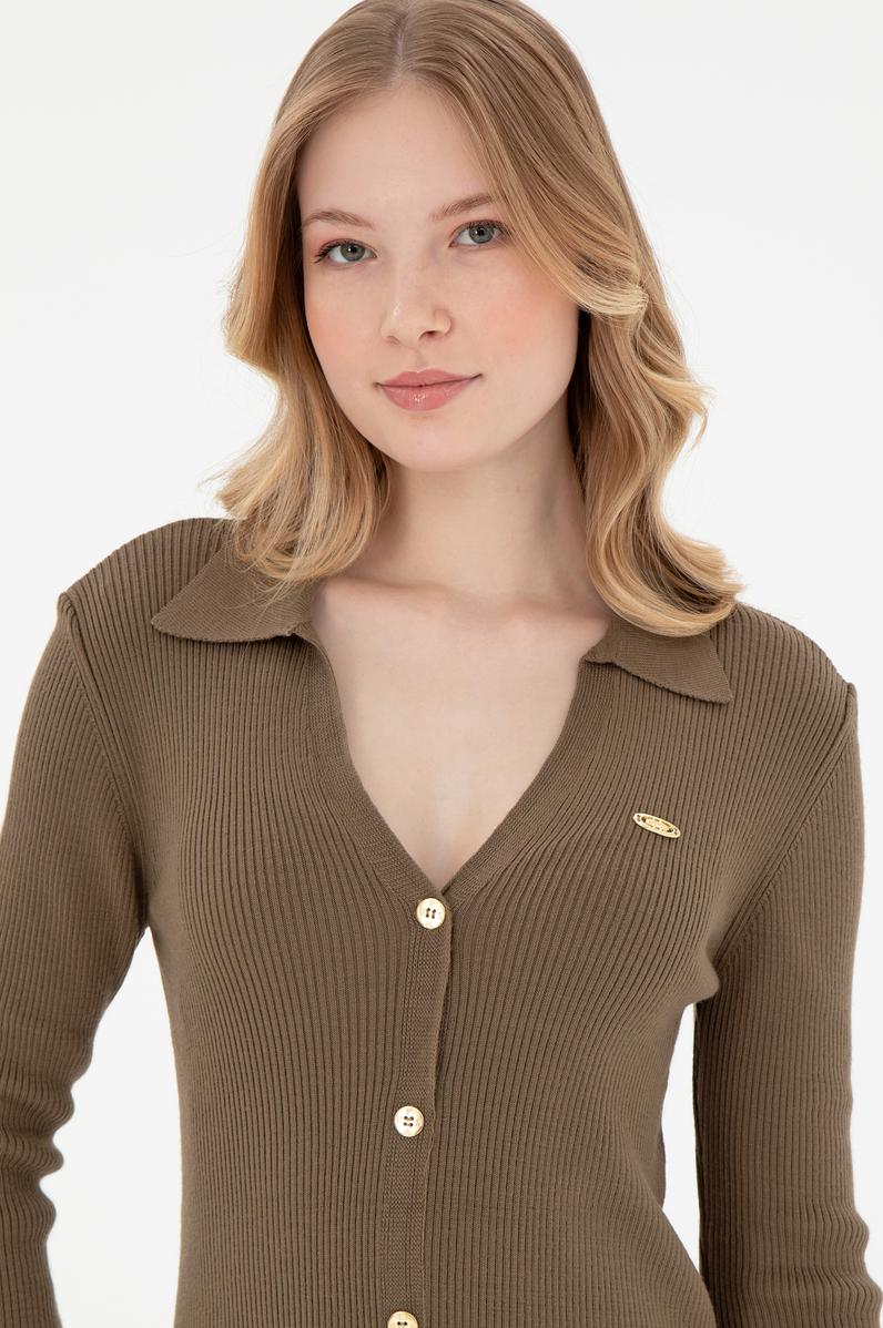 Kadın Açık Haki Midi Boy Triko Elbise