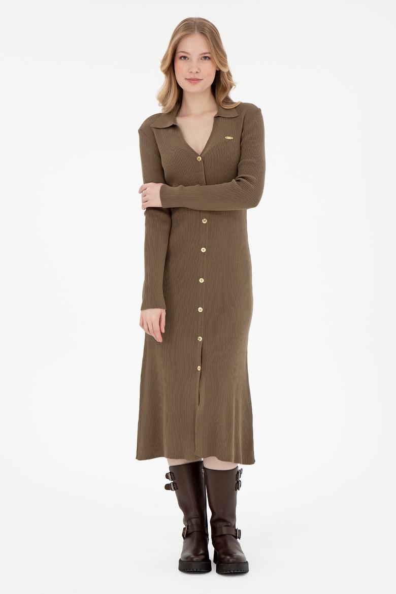 Kadın Açık Haki Midi Boy Triko Elbise - 50297100012