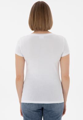 Kadın Beyaz V Yaka Basic Tişört - 50300828003