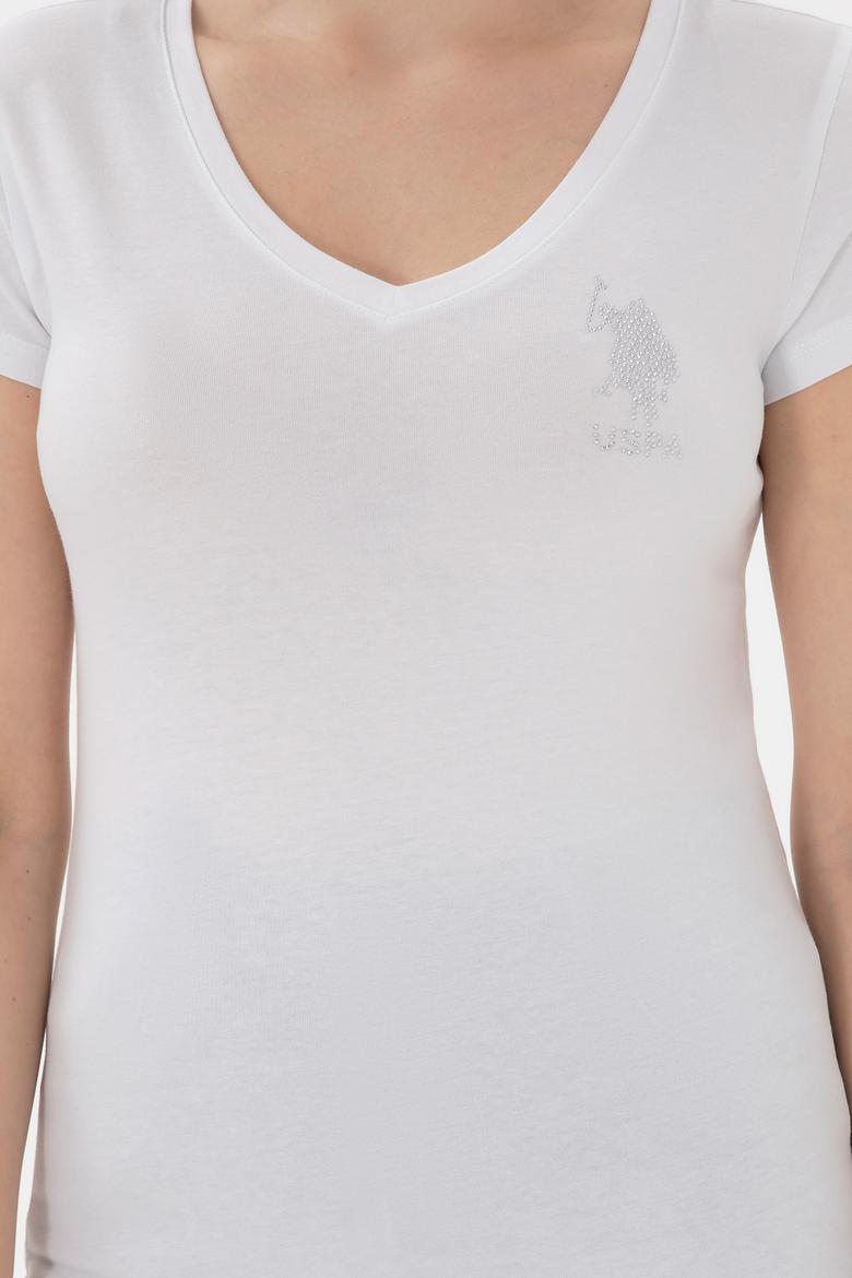 Kadın Beyaz V Yaka Basic Tişört - 50300828003