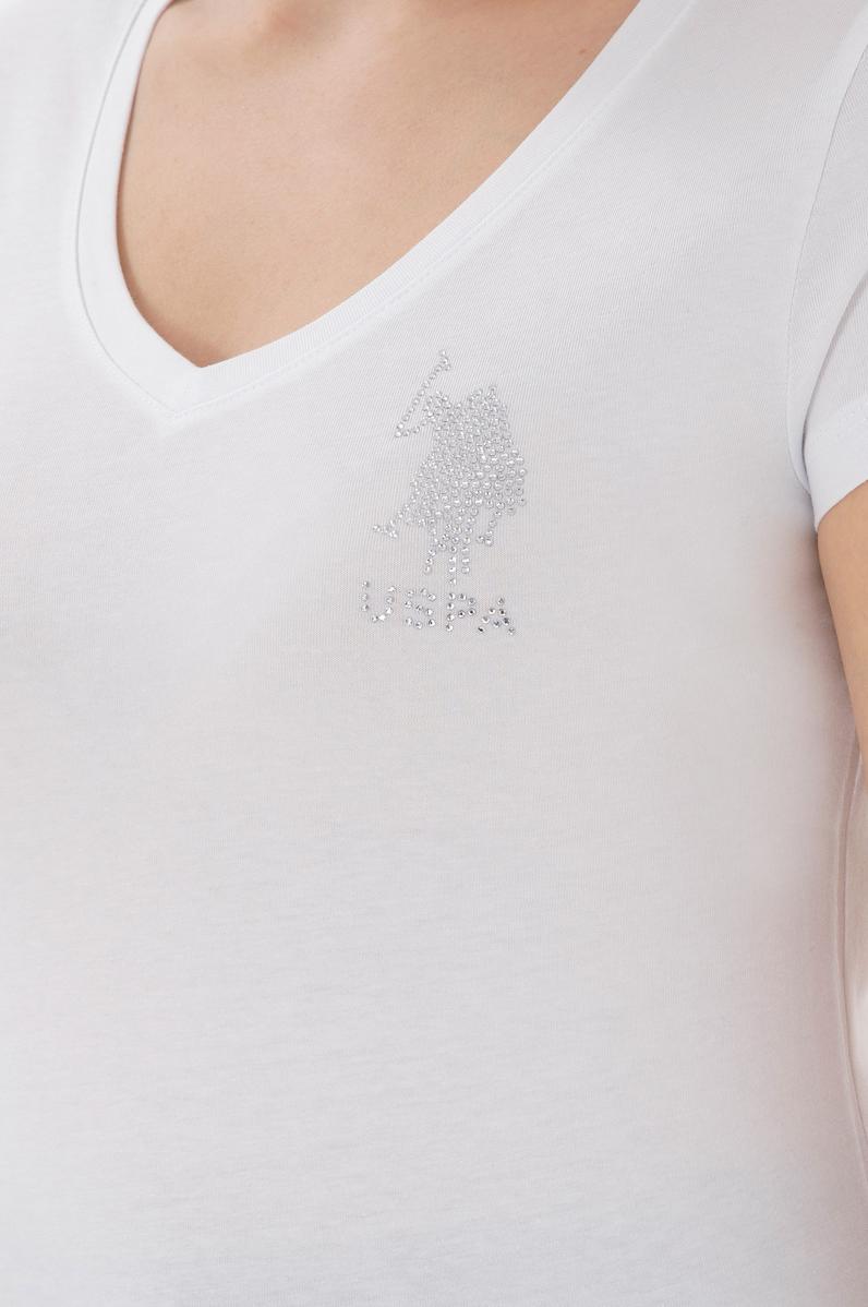 Kadın Beyaz V Yaka Basic Tişört