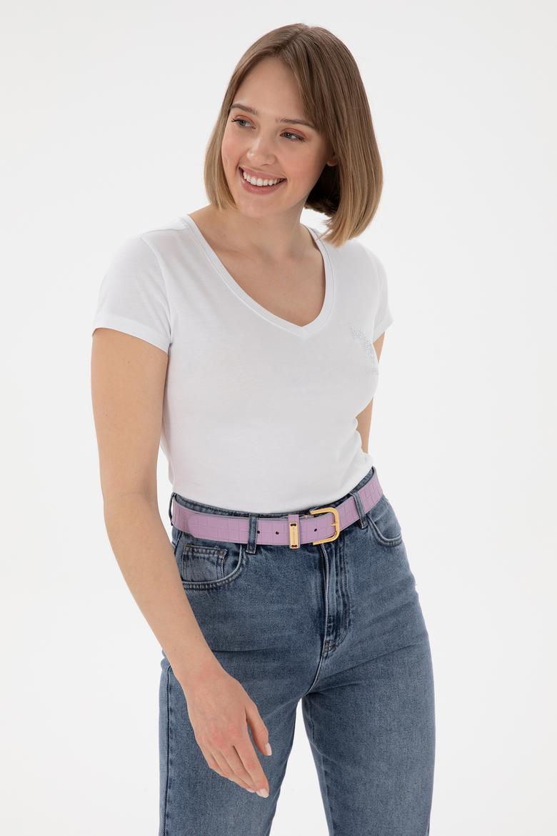 Kadın Beyaz V Yaka Basic Tişört