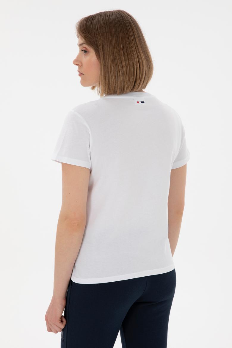 Kadın Beyaz Bisiklet Yaka Basic Tişört - 50305879024
