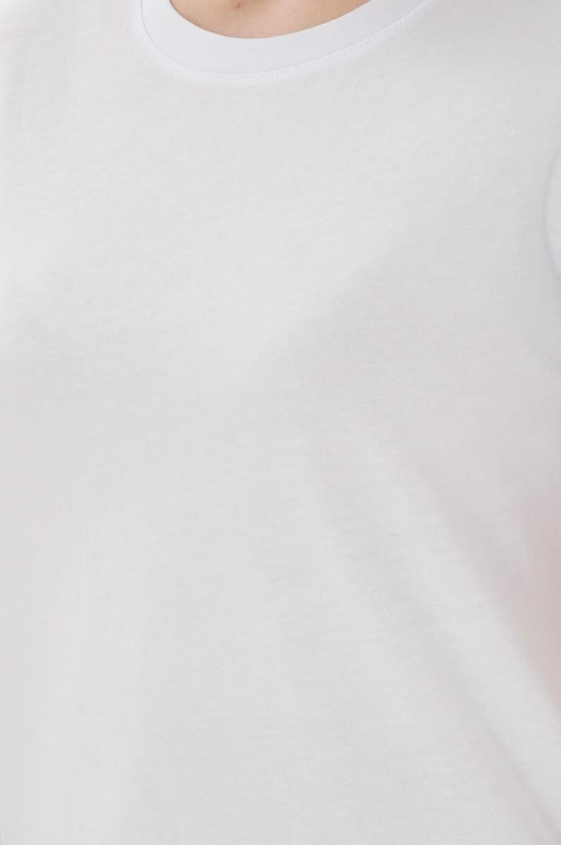 Kadın Beyaz Bisiklet Yaka Basic Tişört